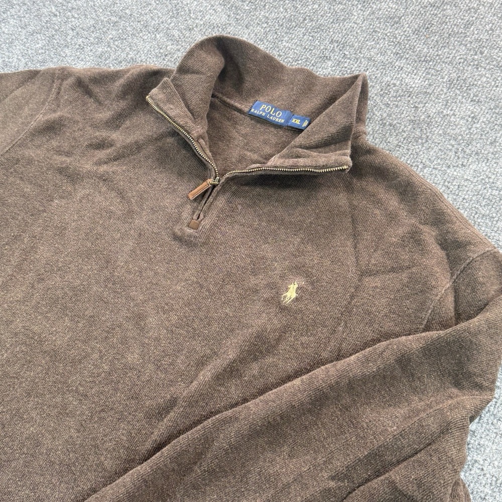 Polo Ralph Lauren Mens 1/4 Zip Pullover Rib Sweater Brown XXL 17-123